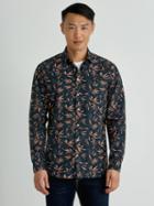 Frank + Oak Bamboo-print Poplin-cotton Shirt In Dark Balsem