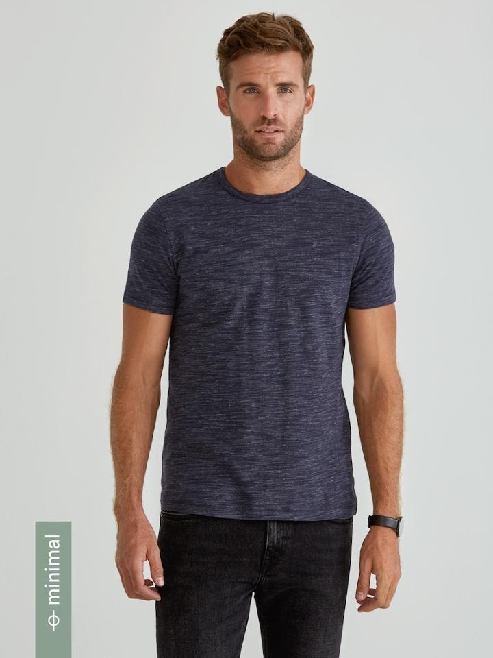 Frank + Oak Organic Cotton Crewneck T-shirt In Dark Jeans Heather