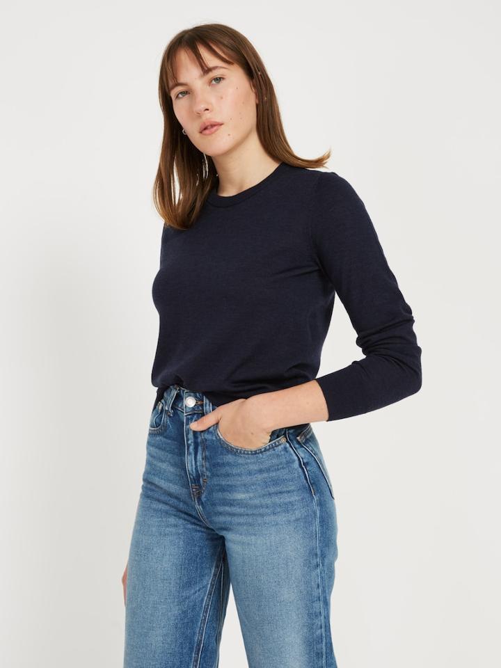 Frank + Oak Machine Washable Merino Wool Sweater - Dark Blue