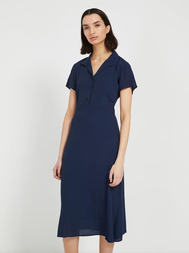 Frank + Oak Short-sleeved Camp Collar Dress - Navy