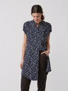 Frank + Oak Patterned Oversized Shirt Dress In Dark Smoke