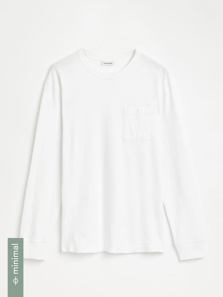 Frank + Oak Good Cotton Relaxed Long-sleeved Tee In Bright White
