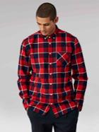 Frank + Oak Largescale Plaid Flannel Shirt In Red