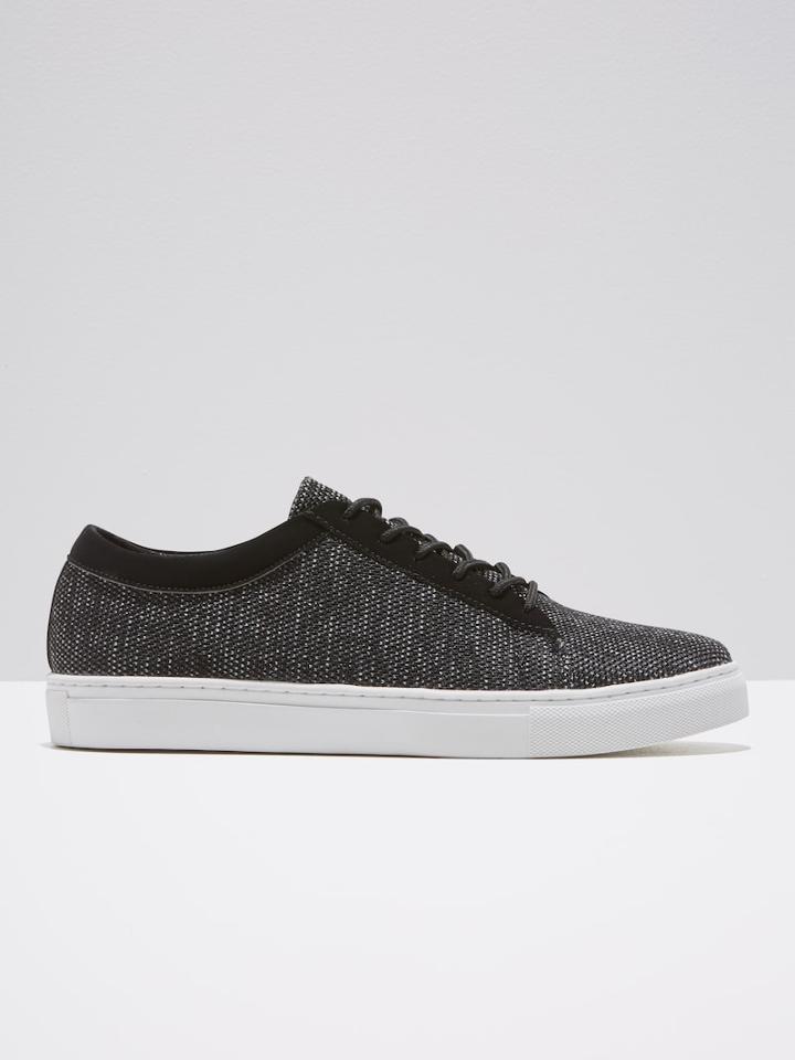 Frank + Oak Perforated Leather Low-top Sneaker In Black