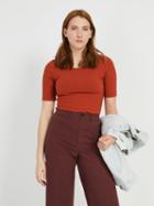 Frank + Oak Mid-sleeved Ribbed Top - Red