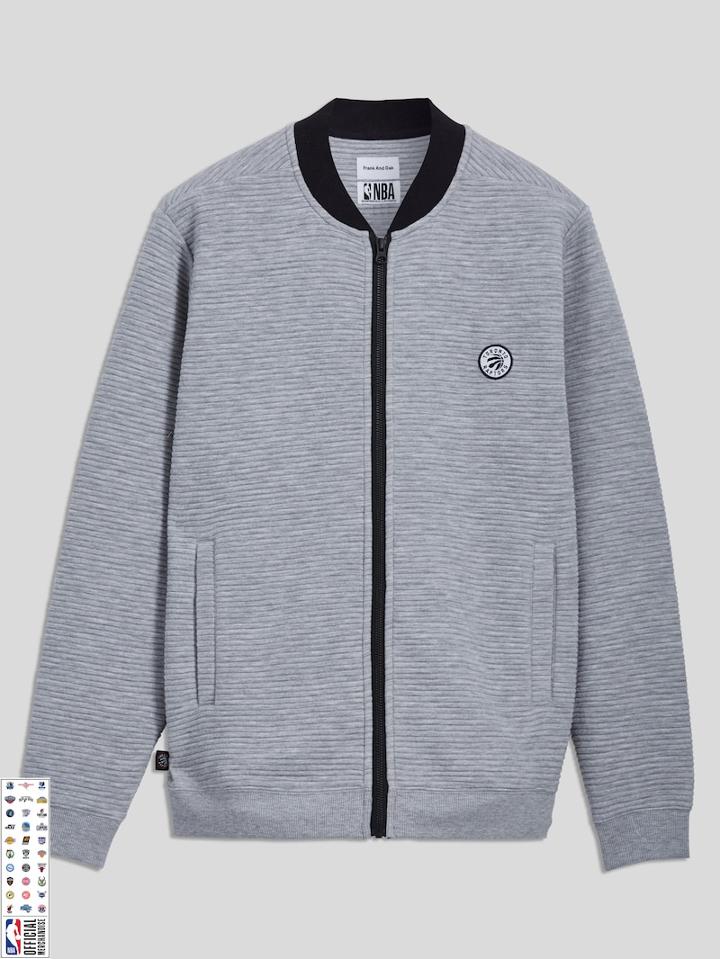 Frank + Oak Toronto Raptors Ottoman-knit Bomber Jacket In Grey