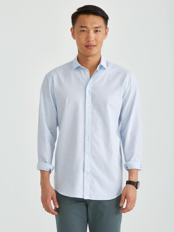 Frank + Oak Lightweight Slub-cotton Shirt In Light Blue