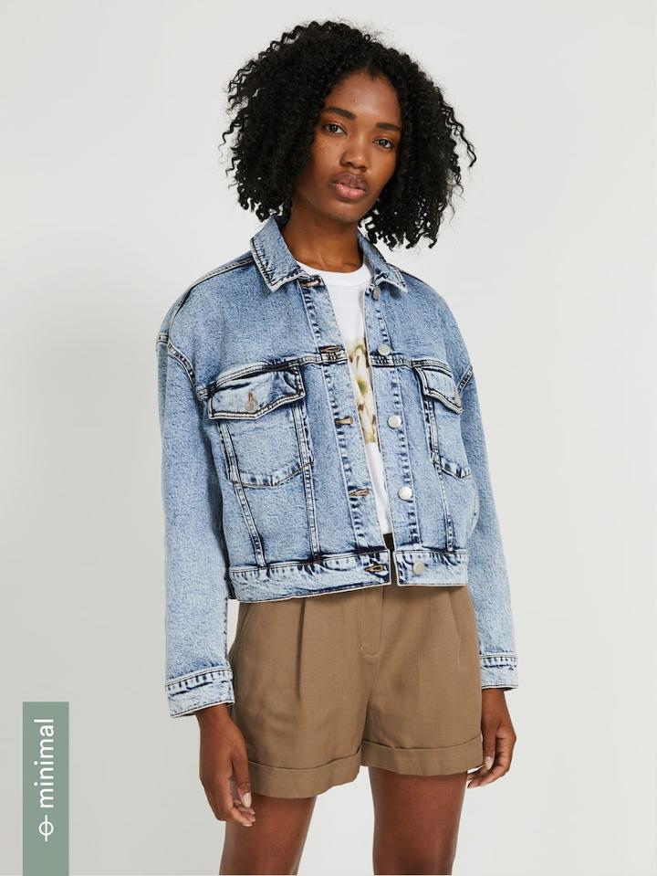 Frank + Oak Good Cotton Cropped Denim Jacket - Bleach Acid Wash