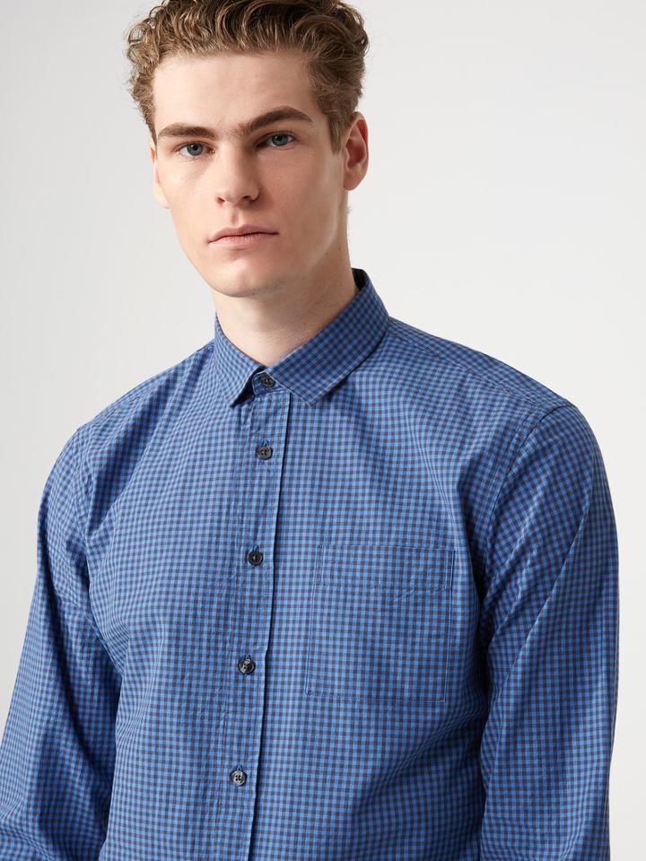 Frank + Oak Mini Gingham-check Poplin Shirt In Riviera