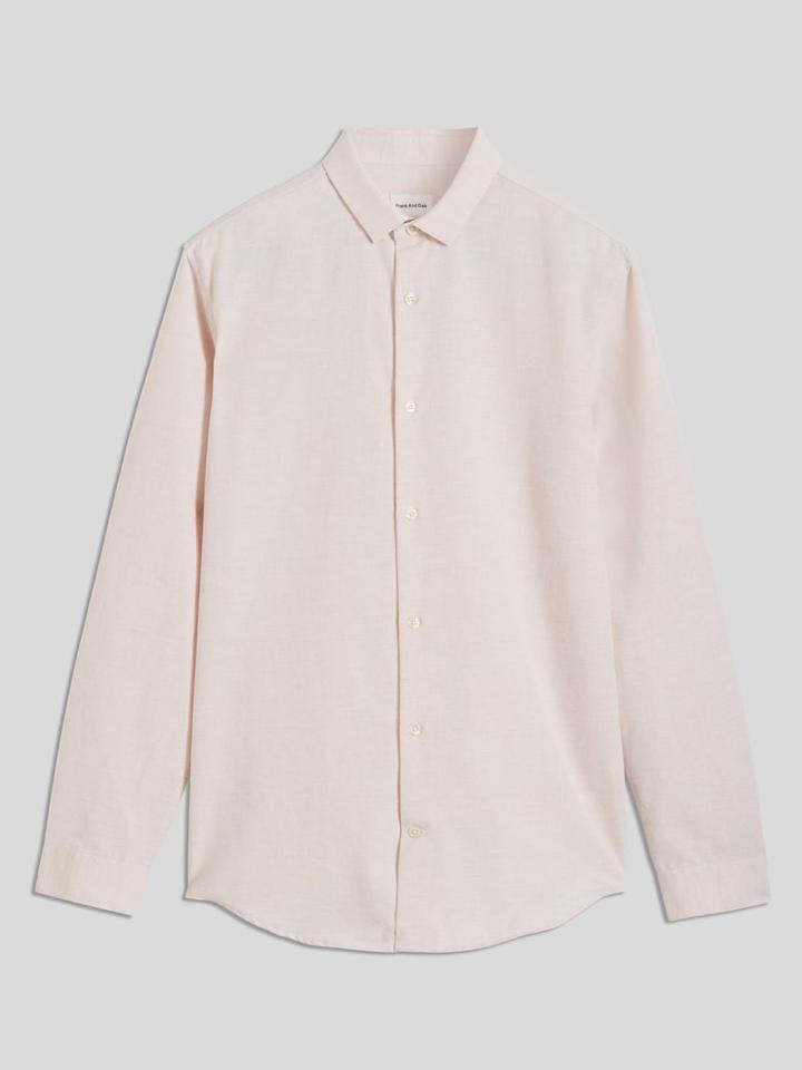 Frank + Oak Long Sleeve Linen Blend Shirt In Amber Light