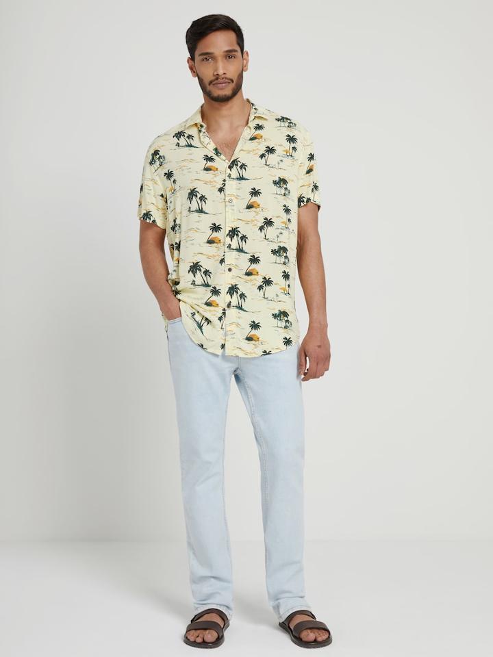 Frank + Oak Island-print Hawaiian Shirt In Light Yellow