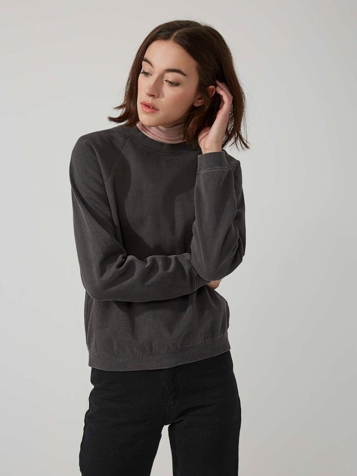 Frank + Oak The Gym Fleece Crewneck In Washed Black