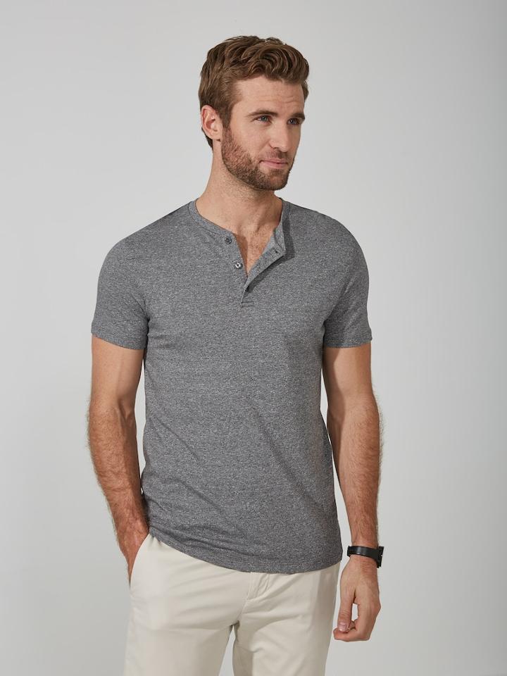 Frank + Oak Tencel-cotton-blend Henley In Mixed Green