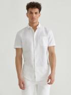 Frank + Oak Short Sleeve Linen Blend Shirt In Bright White
