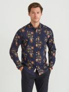 Frank + Oak Supersoft Cotton-blend Floral Shirt In Dark Blue