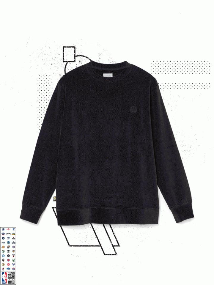 Frank + Oak Golden State Warriors Velvet Crewneck In Black