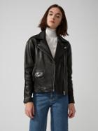 Frank + Oak Leather Biker Jacket In True Black