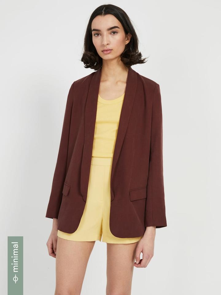 Frank + Oak Textured Tencel Blazer - Dusty Burgundy