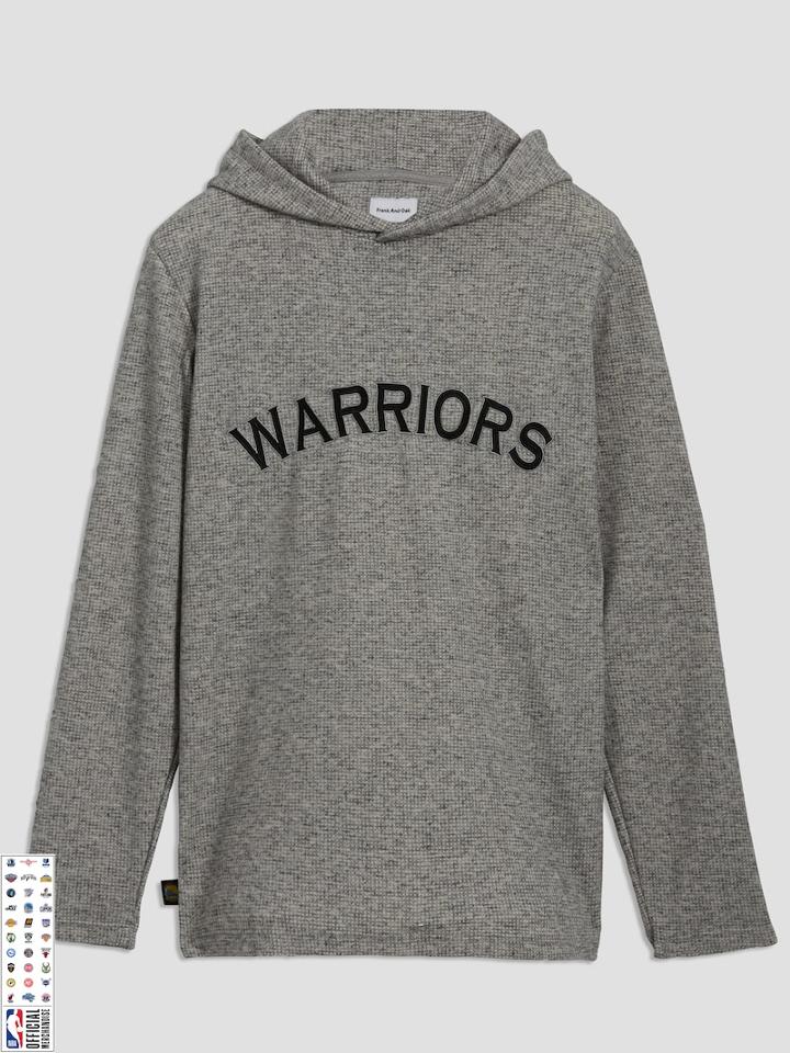 Frank + Oak Golden State Warriors Waffle-knit Pullover Hoodie In Grey