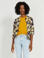 Frank + Oak Silk-viscose Printed Collarless Bomber - Yellow