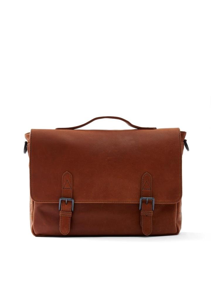 Frank + Oak Leather Messenger In Brown
