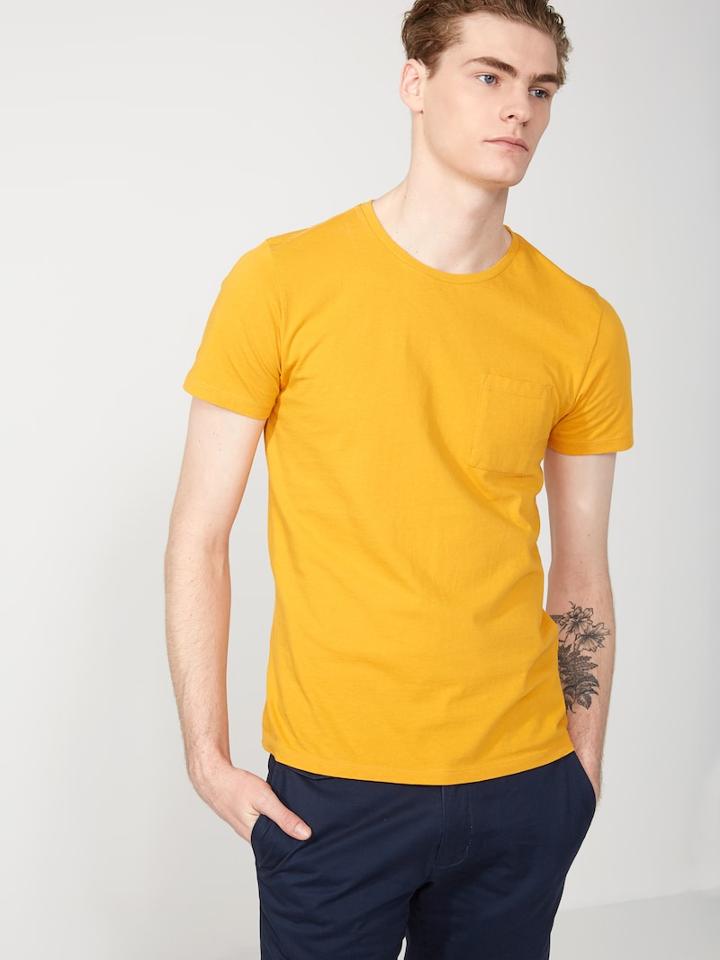 Frank + Oak Crewneck Pocket T-shirt In Iceland Poppy