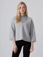 Frank + Oak Lofty V-neck Sweater With Bell Sleeve In Silver Grey