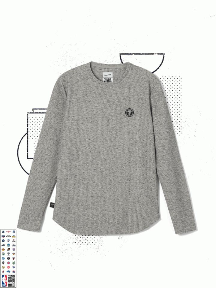 Frank + Oak Cleveland Cavaliers L/s Waffle-knit Crewneck In Grey