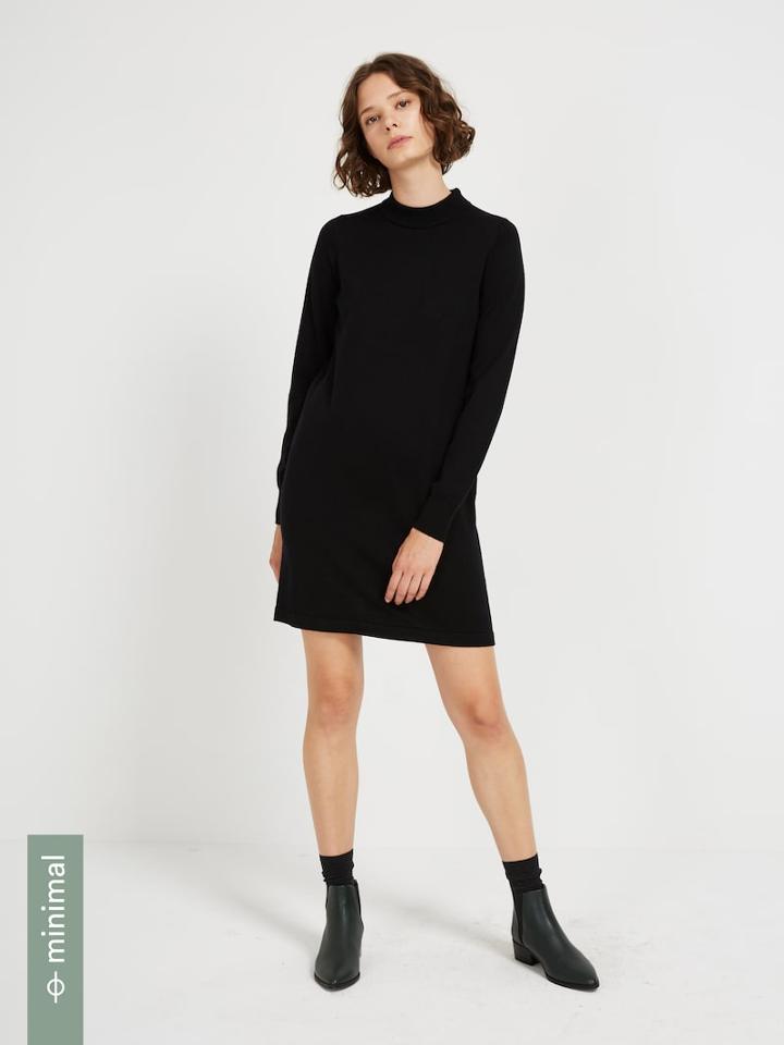 Frank + Oak Machine Washable Merino Sweater Dress In Black