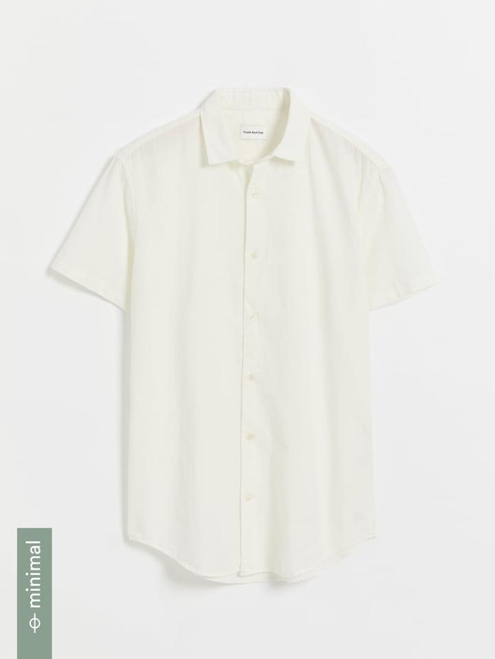 Frank + Oak Short-sleeved Cotton-linen Shirt - Light Grey