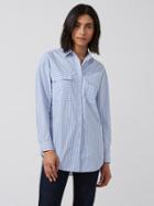 Frank + Oak Oversized Striped Cotton-poplin Shirt In Blue