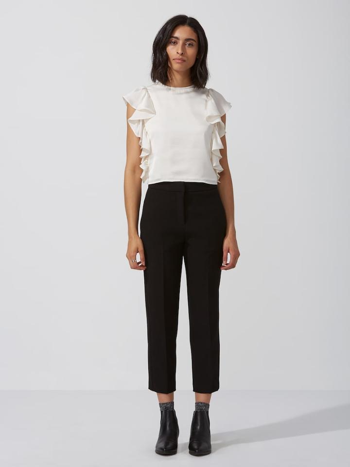 Frank + Oak High-waisted Cropped Straight Leg Pant In True Black