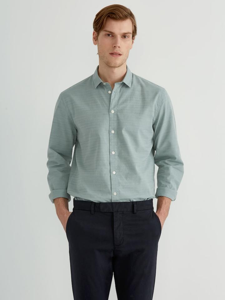 Frank + Oak Lightweight Slub-cotton Shirt In Harbour Grey