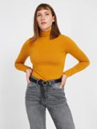 Frank + Oak Long Sleeve Mock Neck In Mustard Brown