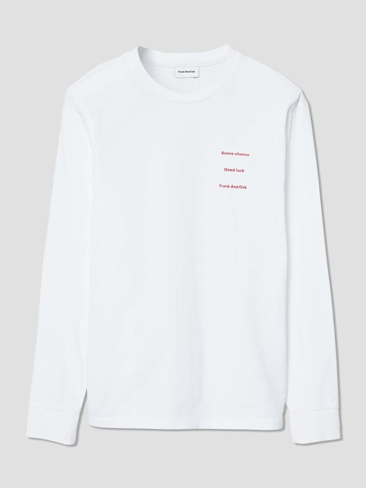 Frank + Oak Good Luck Long-sleeve T-shirt In White