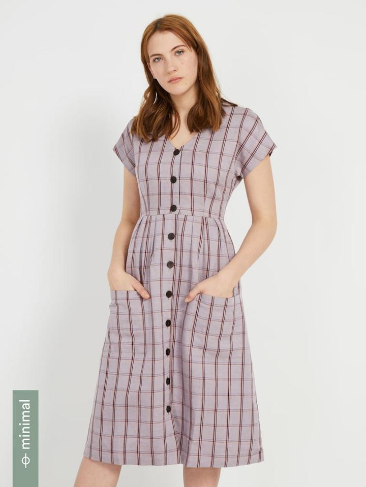 Frank + Oak Linen-tencel Plaid Midi Dress - True Black