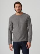 Frank + Oak Textured-knit Cotton-blend L/s T-shirt In Mixed Grey