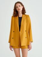 Frank + Oak Double Breasted Linen Blend Blazer In Dark Honey Gold