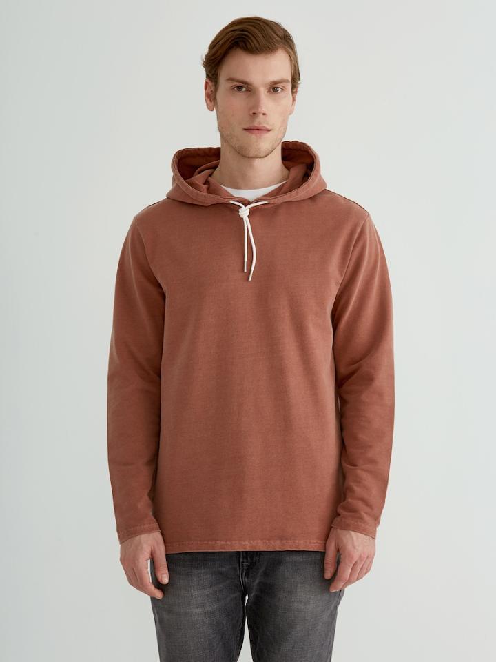 Frank + Oak Washed French Terry Pullover Hoodie In Rustic Brown