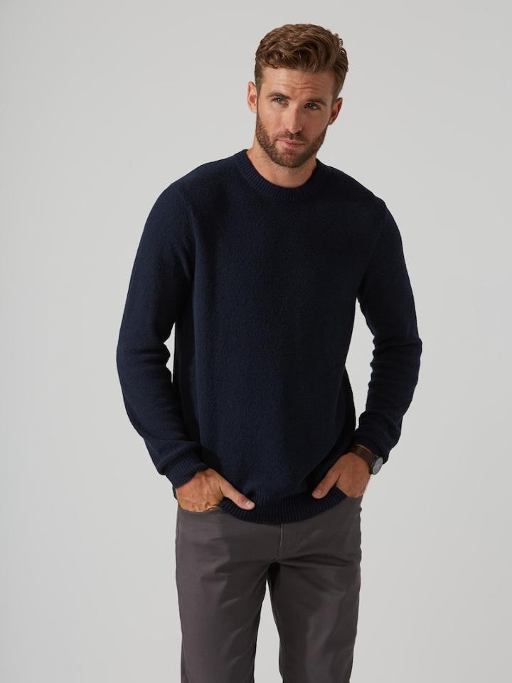 Frank + Oak The Airy Crewneck Sweater In Dark Sapphire