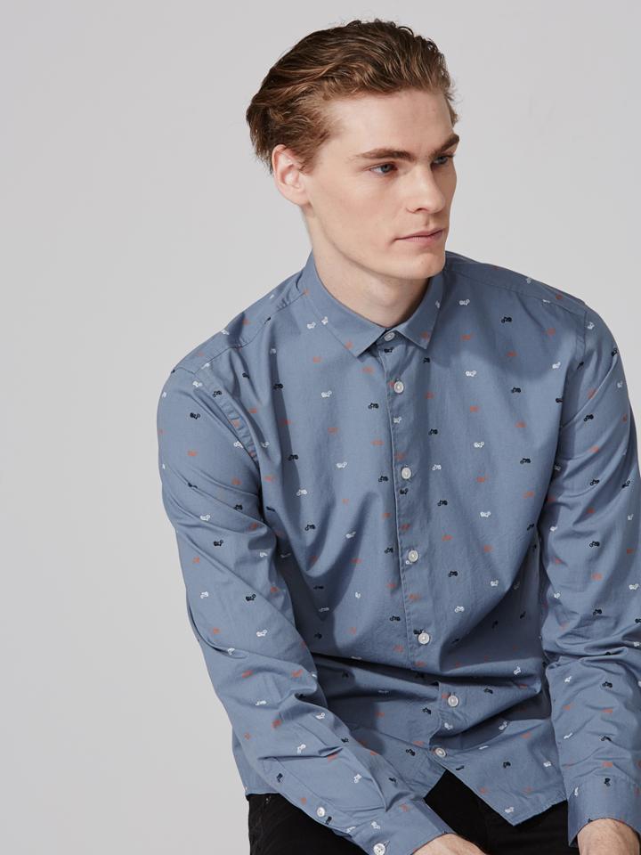 Frank + Oak Moto Print Poplin Shirt