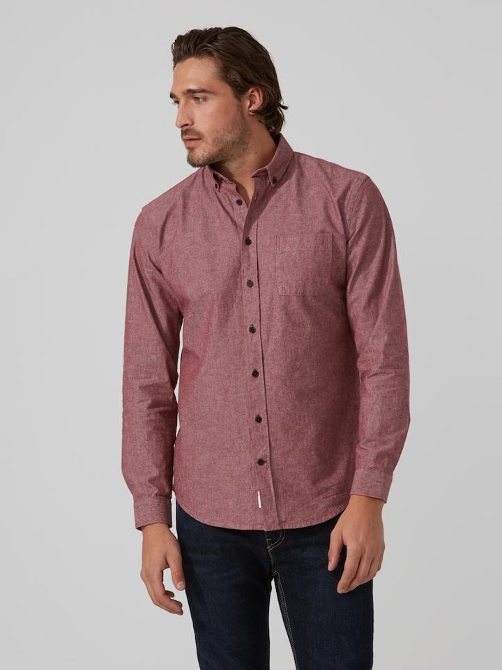 Frank + Oak The Odessa Chambray Shirt In Burgundy
