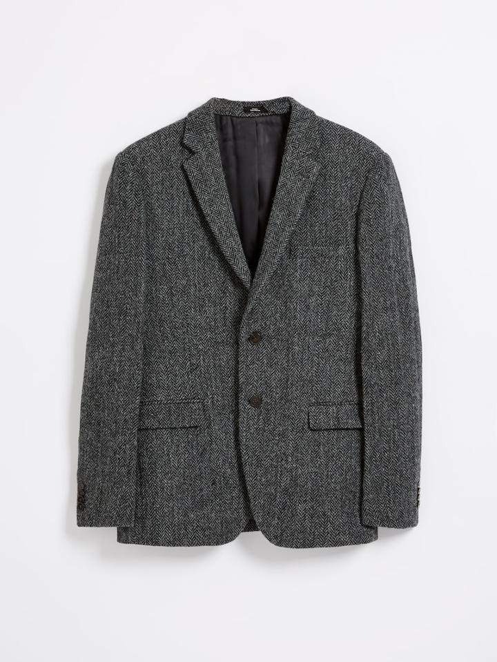 Frank + Oak Harris Tweed 2-button Laurier Blazer - Charcoal Herringbone