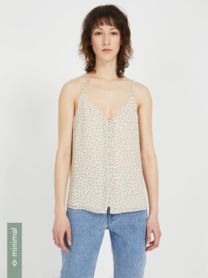Frank + Oak Printed Button Down Chiffon Cami - Sand