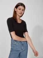 Frank + Oak Cotton-modal Elbow-sleeve Knit Top In True Black