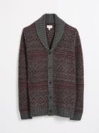Frank + Oak Reverse Jacquard Fair Isle Cardigan - Dark Wine