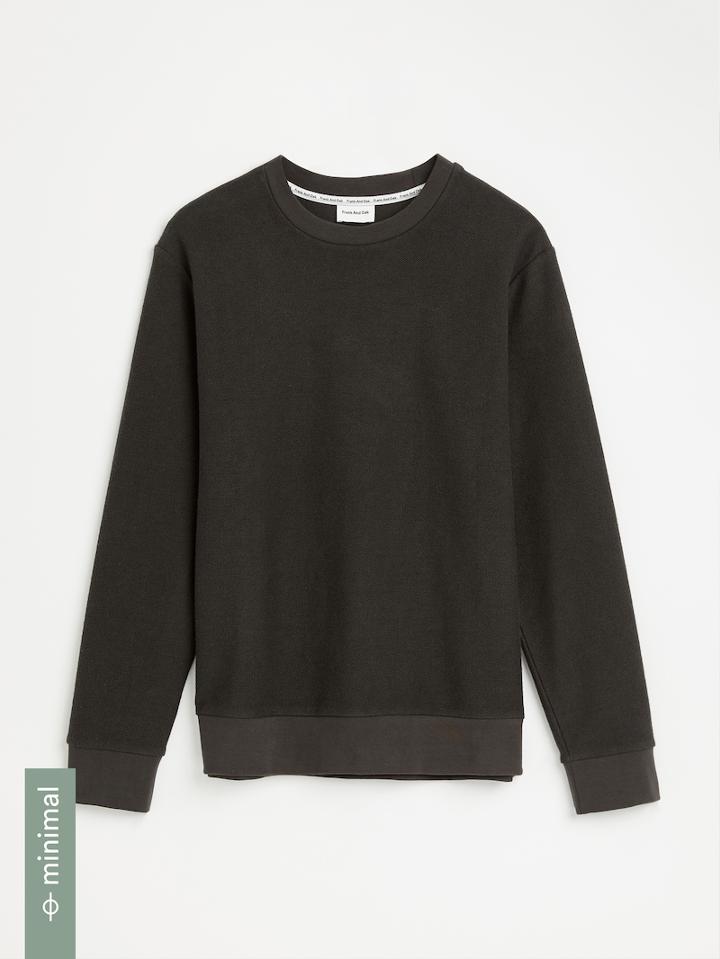 Frank + Oak Cotton-recycled Poly Crewneck In Washed Black