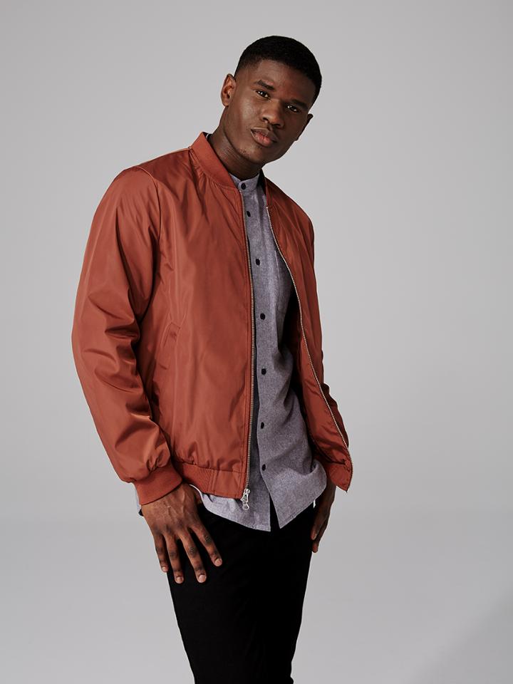 Frank + Oak Fully-lined Bomber In Copper