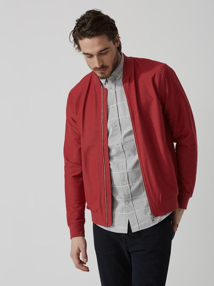 Frank + Oak Twill Cotton-stretch Bomber Jacket In Lava