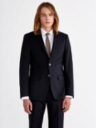 Frank + Oak The Made-in-canada Wool Pinstripe Suit Jacket In Navy